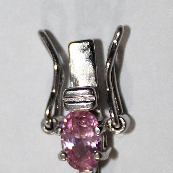 Sterling Silver Pink Cubic Zirconia Tennis Bracelet 10 Grams - Picture 5 of 6